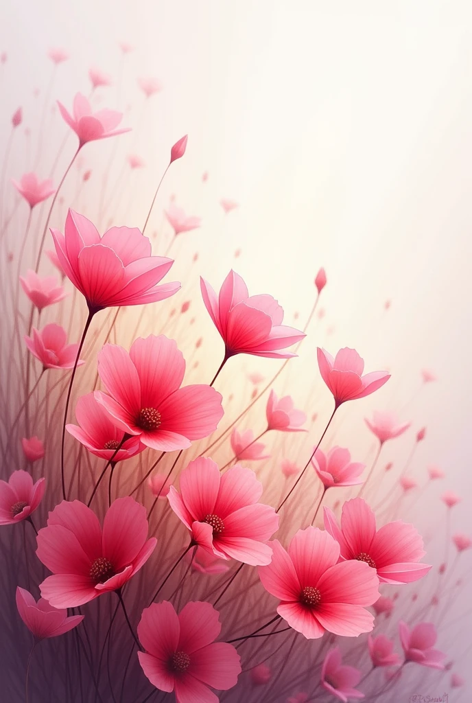 I want a painting with a white background with pink pastel tones