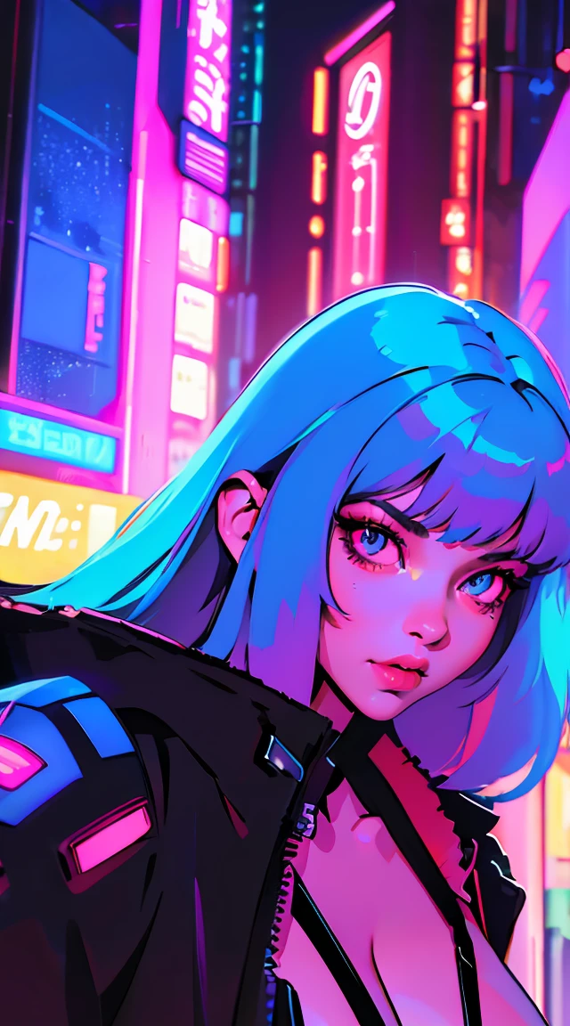 (best quality,4k,8k,highres,masterpiece:1.2), ultra-detailed, (realistic,photorealistic,photo-realistic:1.37), portraits, devil red eyes, gorgeous woman, cyberpunk background, futuristic, neon lights, smoky atmosphere, reflective surfaces, glowing tattoos, metallic elements, extravagant hairstyle, provocative fashion, seductive gaze, vibrant colors, dynamic pose, cityscape, urban chaos, technologically advanced, augmented reality, holographic projections, dystopian ambiance, skyscrapers, flying vehicles, rain-soaked streets, dark alleyways, bustling crowds, energetic and vibrant, mysterious aura, topless, pink puffy nipples, naked chest, gigantic tits, naked tits, neon red hair, half body view, arms up, close-up