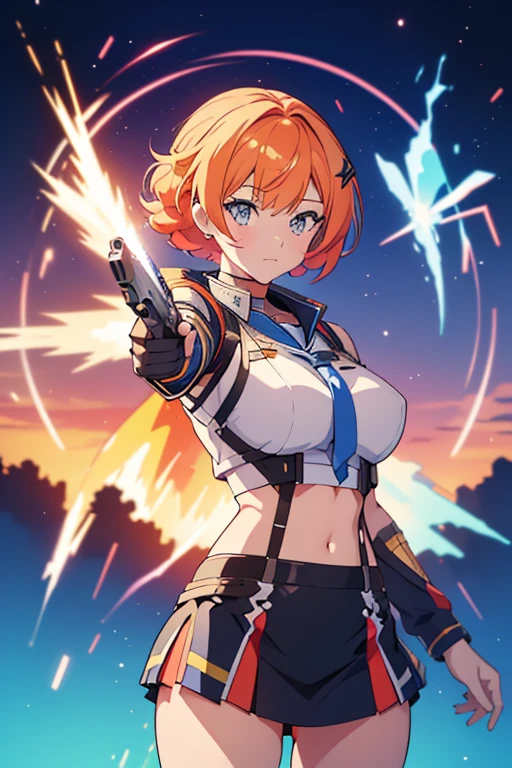 A uniformed anime character holding a gun and pointing at something, Kschaert Krentz Key Art Feminine, Portrait Anime Astronaut Girl, I also make fan art, Highly detailed official artwork, Kashert Kenz, macross delta splash art, From Girls Frontline, Azur Lane Style, Female protagonist 👀 :8, From the Azur Lane video game