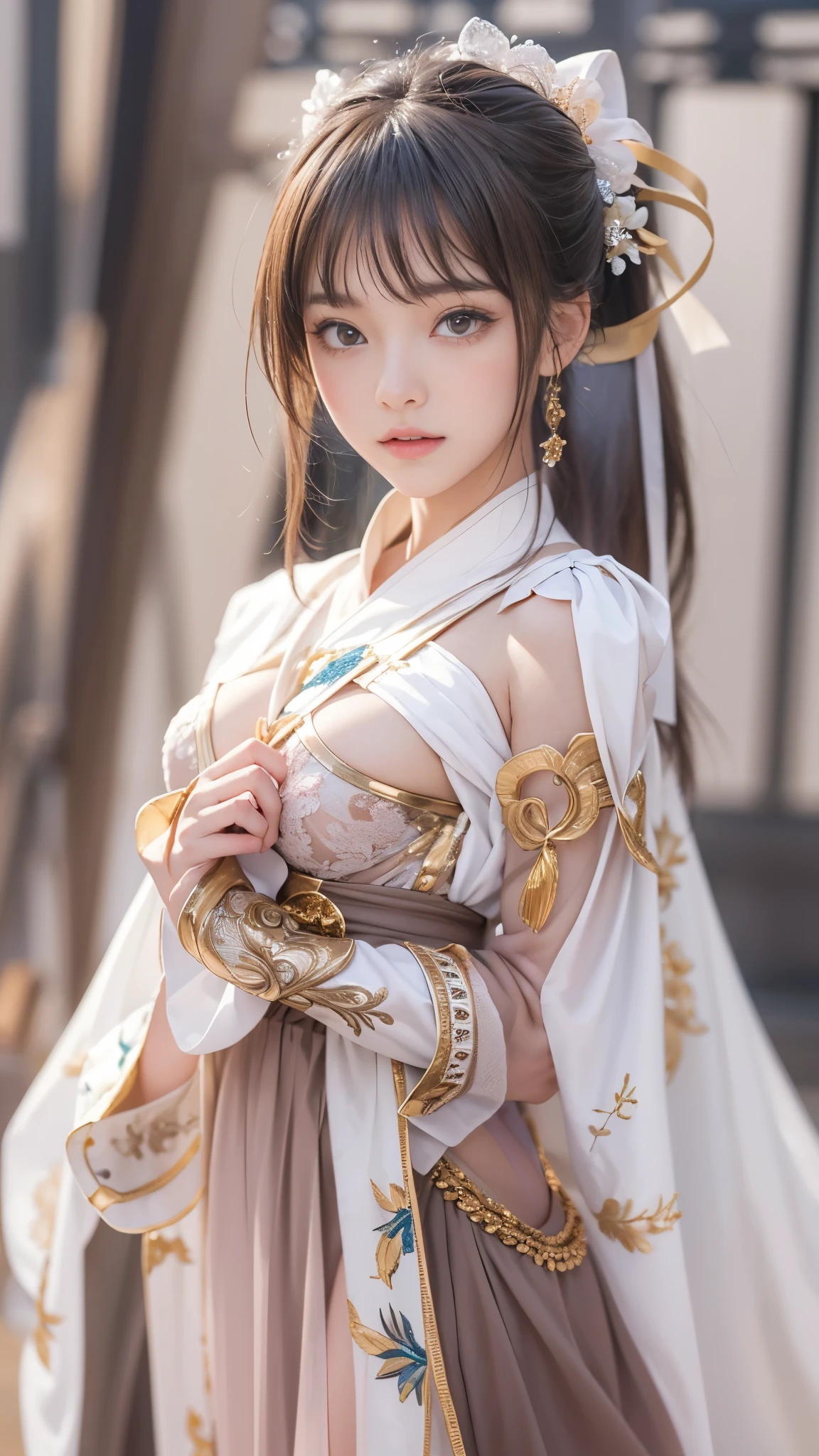 ((Chinese beauty in white race queen outfit)), ((masterpiece, highest quality, High resolution, 超High resolution, Perfect Pixel, Depth of written boundary, 8k, RTTX 10.0, High resolution))), (adult women:1.3), Beautiful Anime Woman, (baby face, idle face), Beautiful art style, Anime characters, ((Long Hair, bangs, Dark brown hair, ponytail)), ((Beautiful eyelashes)), ((Detailed face, blush:1.2)), ((Smooth texture, Realistic texture, Anime CG Style)), Perfect body, Slender body, Exact finger count、Exact number of legs、Exact number of arms, (blush:1), (women are standing), Looking Back, Realistic, Slender body, highest quality, High resolution, Very detailed face, Perfect lighting, Extremely detailed CG, (Perfect hands, Perfect Anatomy), ((Embarrassed expression)), whole body, Angle from the rear, Looking Back, ((Tight waist:1.2)), (Small beautiful butt、Beautiful lower buttocks)、(Detailed legs、Beautiful feet、Thin thighs), (Beautiful breasts, Underboob, Sideboob), (Beautifully shaped crotch:1.2), (Perfect Anatomy:1.3)、(The perfectly correct hand:1.1)、(Detailed eyes and face:1.3, Professional photography techniques)、((Sexy pose))、(Detailed arms and legs:1.2)、(View the viewer:1.2)