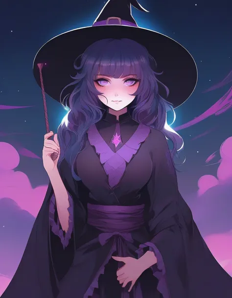 (detailed anime eyes, detailed pupils), a [cute|stunning] anime [woman|girl] twiggy dressed as a witch at night, vibrant colors,...