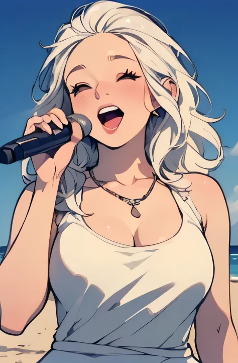 ((high quality colour line art)), (highly detailed), ((cute girl face)), (naked), necklace, (((sunny beach))), ((pale skin)), ((...