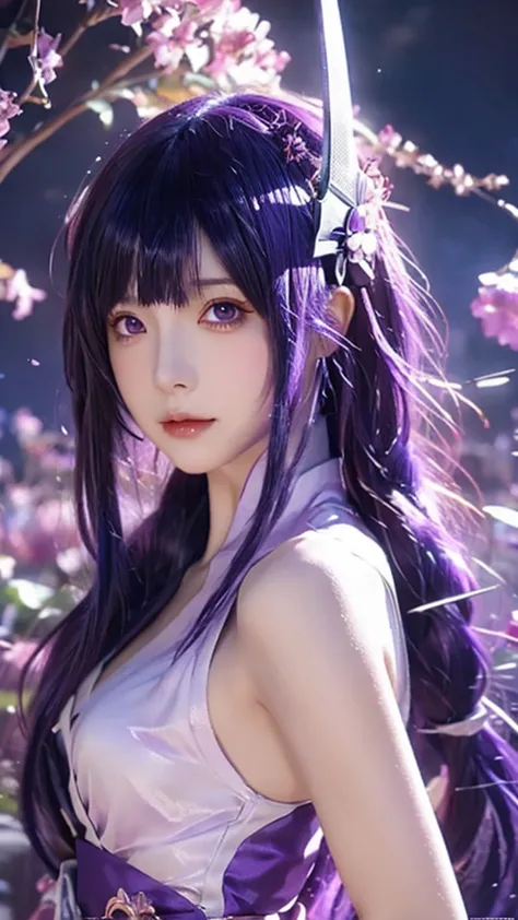 anime girl with purple hair and a sword in her hand, 2. 5 d cgi anime fantasy artwork, detailed digital anime art, beautiful fan...