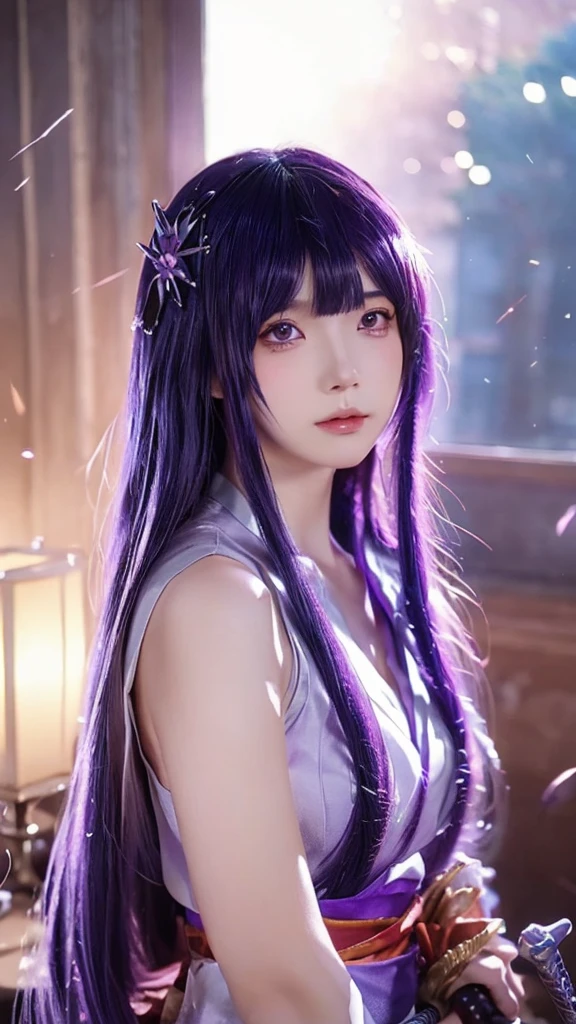 anime girl with purple hair and a sword in her hand, 2. 5 d cgi anime fantasy artwork, detailed digital anime art, beautiful fantasy anime, anime fantasy artwork, smooth anime cg art, advanced digital anime art, anime fantasy illustration, beautiful alluring anime woman, anime art wallpaper 8 k, stunning anime face portrait, anime art wallpaper 4k