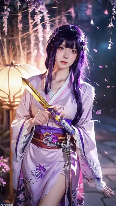 anime girl with purple hair and a sword in her hand, 2. 5 d cgi anime fantasy artwork, detailed digital anime art, beautiful fan...