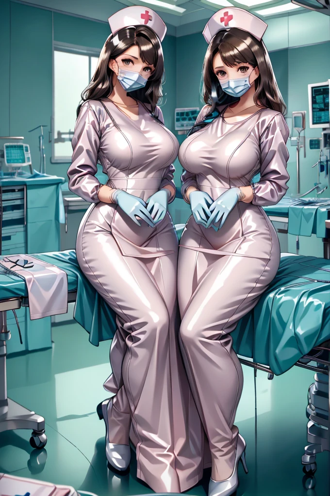 nurse uniform,hospital, latex nurse suit,nurses,busty,elbow gloves,labcoat,black hair woman,pink eyes , gigantic ,medical instruments,asian nurse,two nurses,speculum,examination room,oversize ,big ass ,strap on, lay on table ,legs spreaded,giving birth,gyno chair , dentist,Milf,latex,pink uniform,oversize breasts