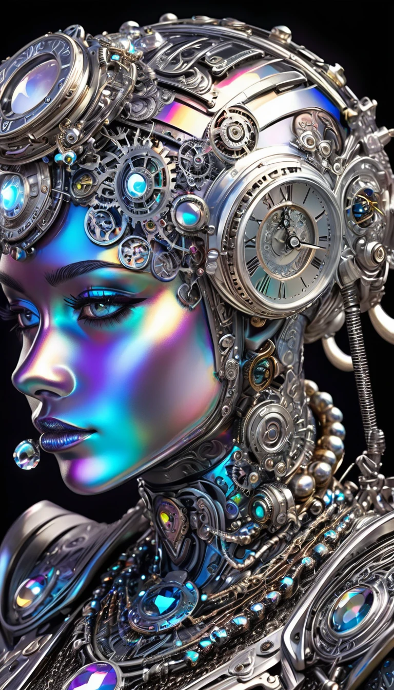 (cyberpunk, Clockpunk, Dieselpunk, Steampunk), work of art carved from pearl platinum crystal, background wide variety punks, (ultra detailed, absolutely resolution, best quality:1.3), 2.5D, delicate and dynamic effects, iridescent lighting effects, artistic photography, hyper realistic