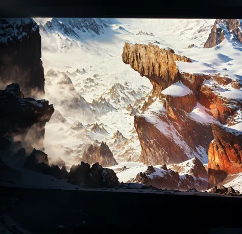 , realistic textures, perfect textures, realistic rocks, huge mountains covered with snow