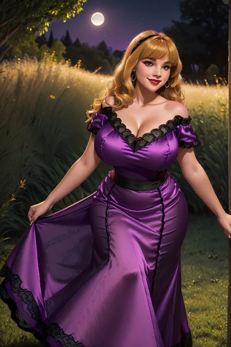 disneyaurora, full body view beautiful woman (((shoulder length wavy honey blonde hair, two side up with bangs))) defined body, ...