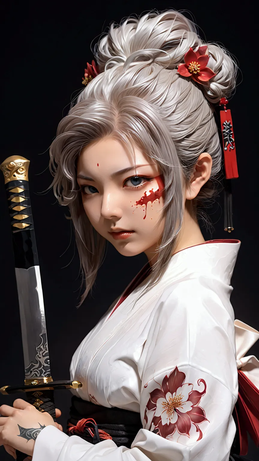 (japanese sword &reference;muramasa 2&reference;.2)two beautiful women、japanese swordを持った女性、shinobi costume、warrior、clear eyes、{...