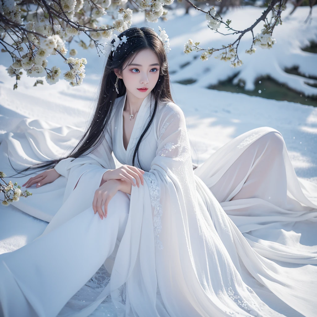 Best image quality，Very detailed，Very high resolution，Perfect body proportions，Works of top photographers。Beautiful Hanfu girl，Long eyelashes，big eyes，Shining eyes，Eye bags，Full lips，Small nose，Happy expression，Sweet，Exquisite makeup，full-body shot，snow White, The legs are thin and straight，Snow-white skin，White embroidered skirt，neckLace，Showing long legs，Lace，Sweet，Long hair flying，best quality，masterpiece，，Imagine，Seven-part shooting model: Hanfu, CFG scale: 7, Lola: Future Fashion(0.4)、rainbow(0.4)、Martial Arts(0.2)、Asian face woman-2(0.4)、Poetic fairy tale(0.01)