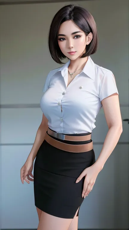 pretty thai woman short hair  , (8k, best quality, masterpiece, ultra highres:1.2) photo of pretty thai woman beautiful, beautif...