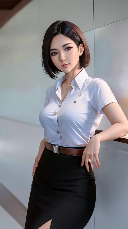 pretty thai woman short hair  , (8k, best quality, masterpiece, ultra highres:1.2) photo of pretty thai woman beautiful, beautif...