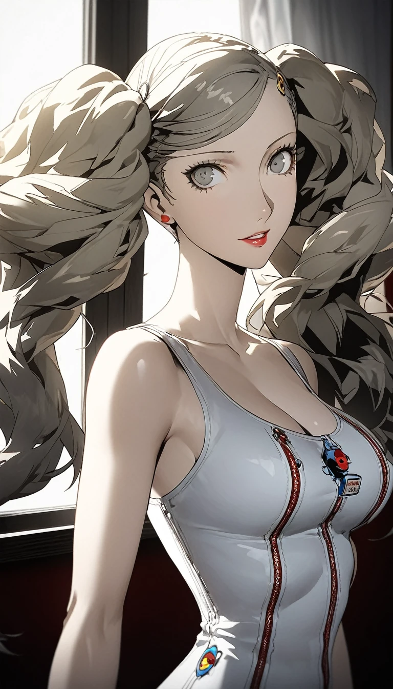 ((((Persona:1.8)))), (1girl), Long Hair, Blonde, ((青colorの目:1.5)), twintails, big hair, swept bangs, 笑face, ((tanktop shorts)), classroom, break looking at viewer, (cowboy shot, from side), break (masterpiece:1.2), Highest quality, High resolution, unity 8k wallpaper, (figure:0.8), (beautiful細部までこだわった目:1.6), 非常に詳細なface, Perfect lighting, Highly detailed CG, (Perfect hands, Perfect Anatomy), (Vibrant_color:1.2),Professional photos, ((beautiful_face:1.5)),(narrow_Waist),((character sprite, standing picture)),seductive smile,(perfect anatomy),((highly detailed beautiful face)), ((slender body, slim arms, lissome figure, slim body, willowy)), (((huge boobs:1, Cleavage))),((official art:1, Anime Art:1))