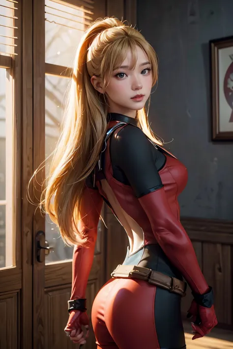 (((3d,cgi))) “cartoon art-style” realistic portrait of a sexy and busty female superhero character in the style of deadpool, i h...