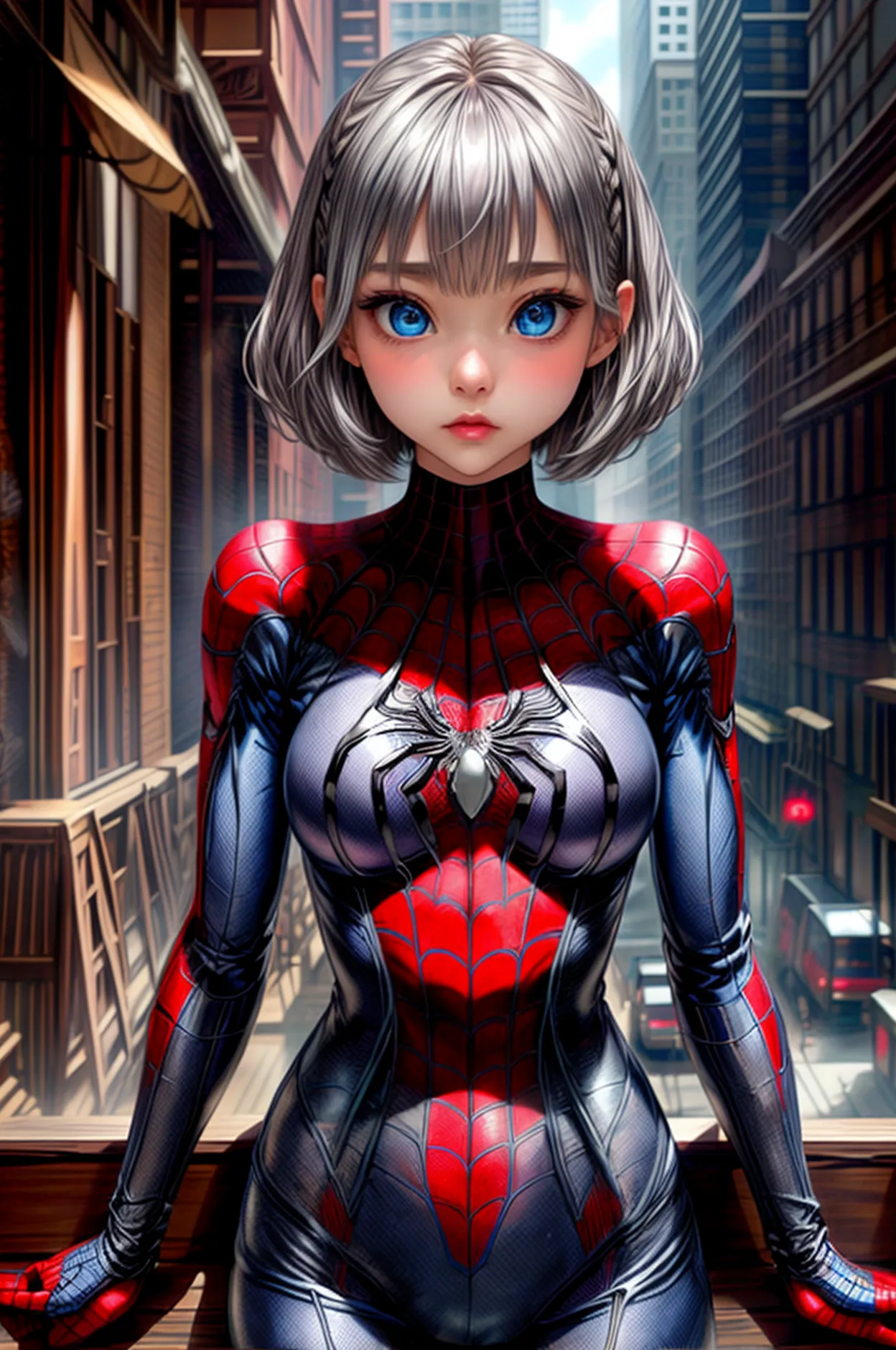 バングラデシュのspiderman、8k.half russian and half japanese、russian face、beautiful girl、princess、、small face、young face、big eyes、skinny、...