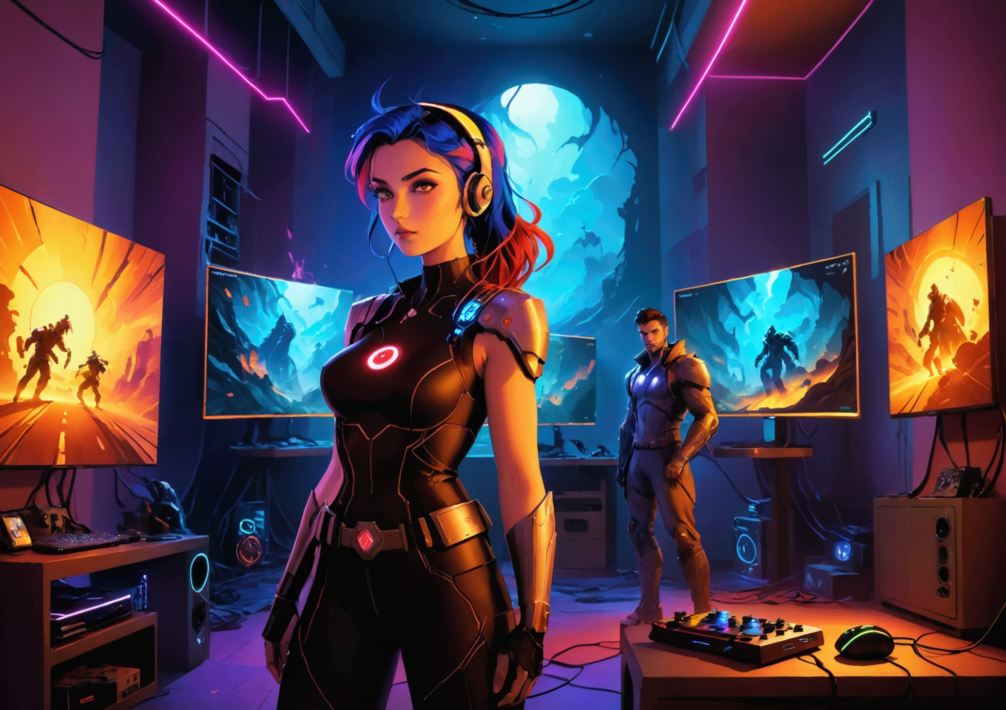 (Dia do Gamer and the date of 29/08),(gamer,gaming,videogames),(colorful vibrant dynamic composition),(high detailed digital art),(cinematic lighting,dramatic lighting),(warm color palette,vibrant colors),(action,energy,excitement),(powerful,heroic,triumphant),(studio quality,8k,photorealistic),(concept art,digital painting,illustration)