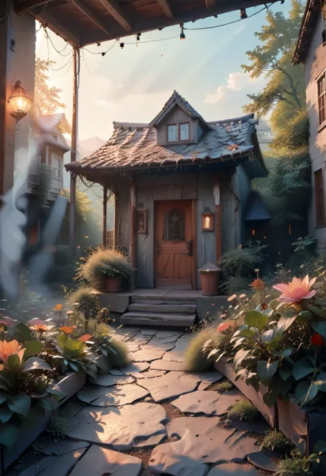 house, novel style, renpy, wide environment, unica, unique location, anime, stage, horizontal view