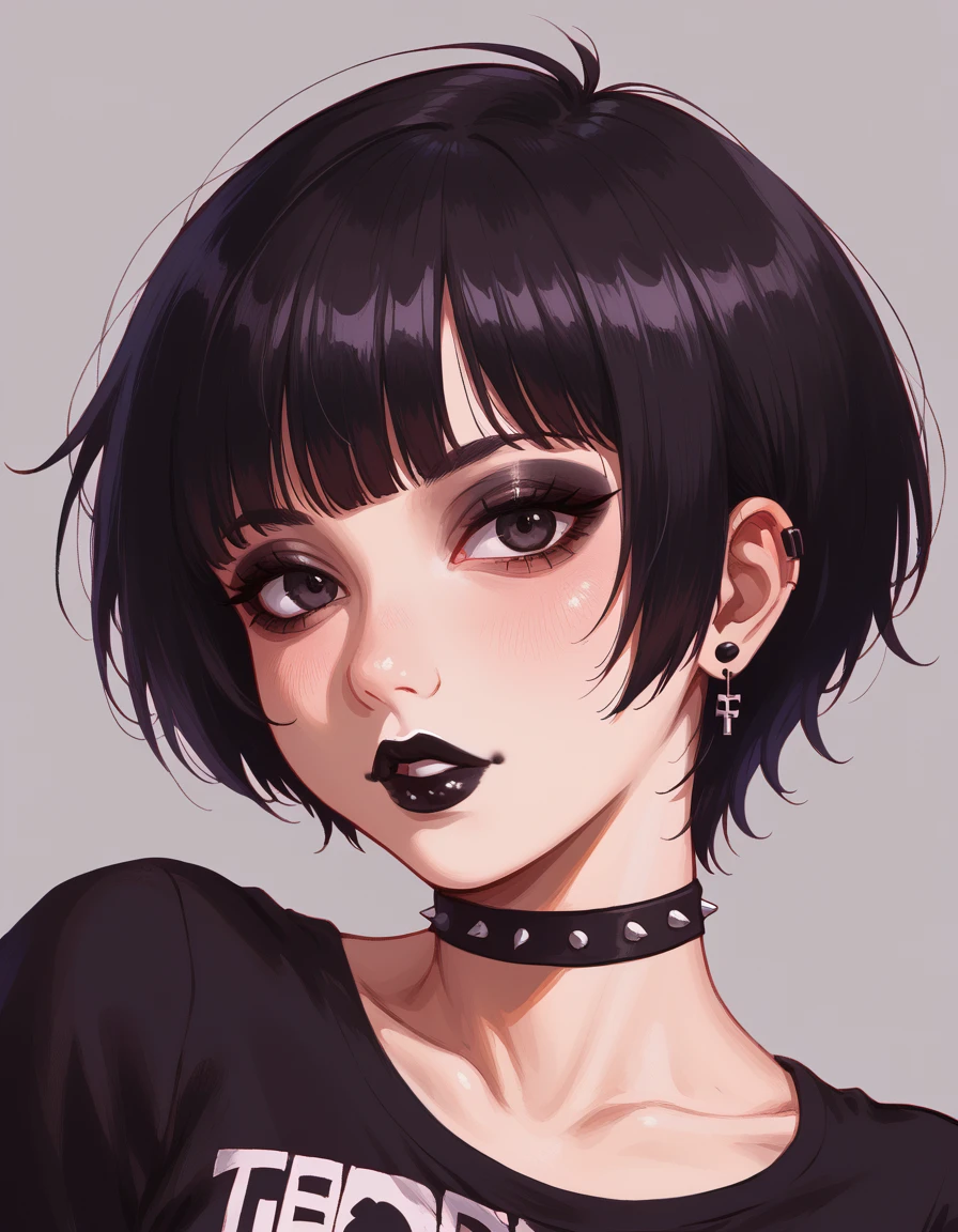 1Girl, teniendo sexo delicioso, emo_hairstyle, black lipstick, short hair (TENIENDO SEXO DELICIOSO) (hentai)