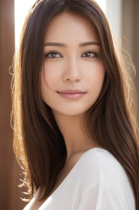 brown-haired woman 30 years old、unclean、lens flare、(8k、born、professional、highest quality、masterpiece:1.2)、(realistic、photoreal:1...