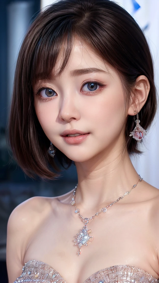 (4k quality:1.3),(Highest quality:1.3),(Whitening:1.4),(Baby Face,Girl:1.3),(The best beauty:1.5),rich,Upper Body,smile,(Strapless bejeweled dress:1.3),(Different dimension:1.6),Overflowing breasts,(jewelry),Captivate a man,Cleavage,(Super Celebrities:1.5),(Supermodel:1.4),(Whitening:1.2),(Tight waist:1.4),(Night viewの良いホテル:1.1),(luxury:1.2),(Arisa Hanyu:1.5),(anorexia:1.4),(Night view:1.3),(Face close-up),Catchlight,(Child&#39;s face:1.6),(smile:1.1),(Light blue hair:1.3),(Half Up Hair:1.3),(Light blue eyes:1.4),(2D cuteness:1.5),(Cute Makeup),Beautiful fingertips,(Sexy and cute:1.6),(Luxury hotel:1.6),(White Gal:1.6),(Transparent white skin:1.4),(albino:1.5),(Lighting hits the subject:1.3)