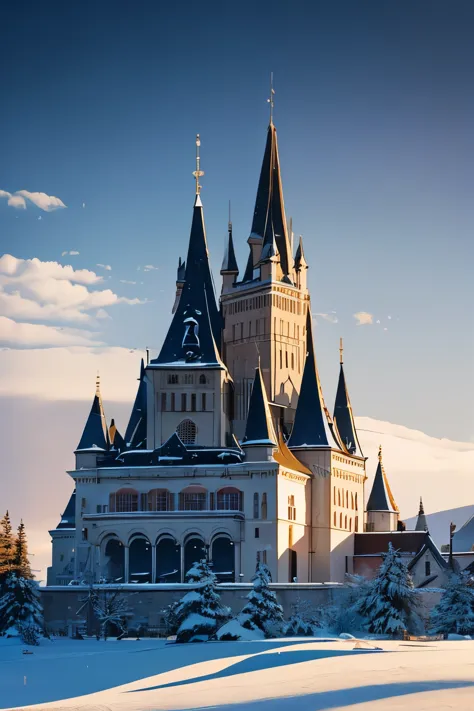 snow城堡，western-style castle，snow