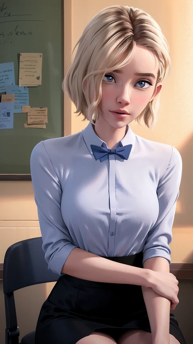 necklase, [soft ambient light],Background of a table,(beautiful girl),SCWEN, (20 year old secretary)) [shorth hair] ((very muscly)) [Scrawny],(Selfie) etching [sweaty],[details face],(Beautiful skin expression [transparency]),(More about beautiful skin),[Realistic papilla details],[Physical details],(Physical details realistas),Eros no Corpo Natural,[ideal anatomy],[Desaturation],(high qualiy),(high resolution),((smallboobs)),(((desk clothes))),chemise, overskirt, sitting down, desk chair, ((cross legs)) sensuous