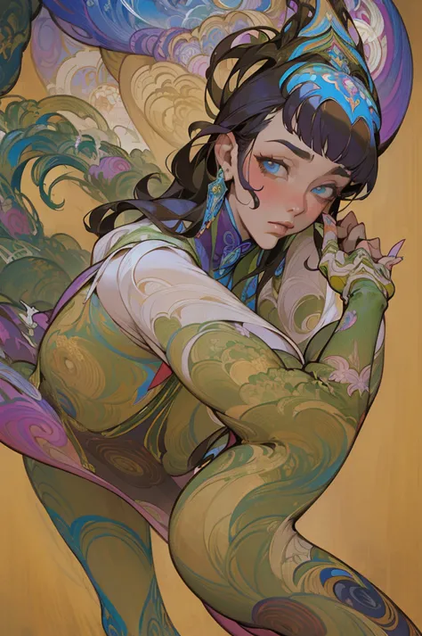 fluid chinoiserie organic abstract psychedelic candid pose jugendstil ella hughes by kevin wada and john pitre and robert mcginn...