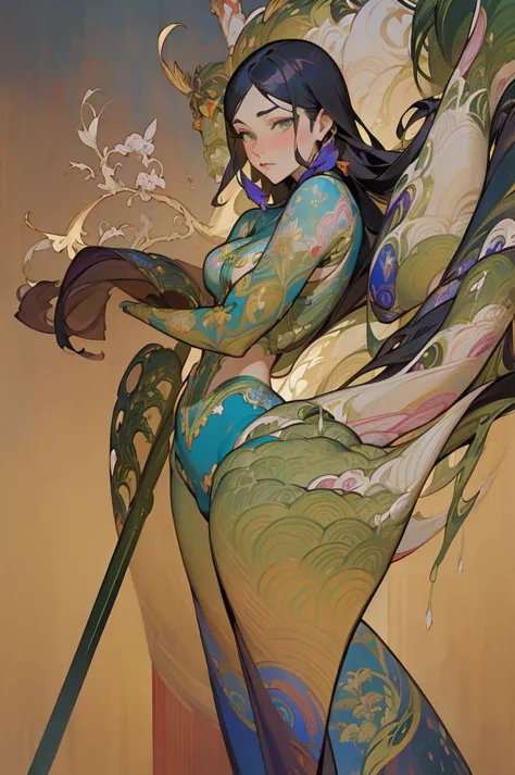 fluid chinoiserie organic abstract psychedelic candid pose jugendstil ella hughes by kevin wada and john pitre and robert mcginn...