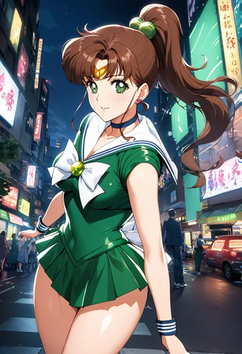 masterpiece, highest quality, high resolution, ((sailor jupiter)),1990s \(style\),、(e-cup beautiful breasts)、tall、hosomi、sexy、an...