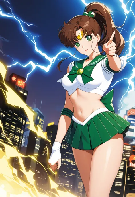 masterpiece, highest quality, high resolution, ((sailor jupiter)),1990s \(style\),、(e-cup beautiful breasts)、tall、hosomi、sexy、an...