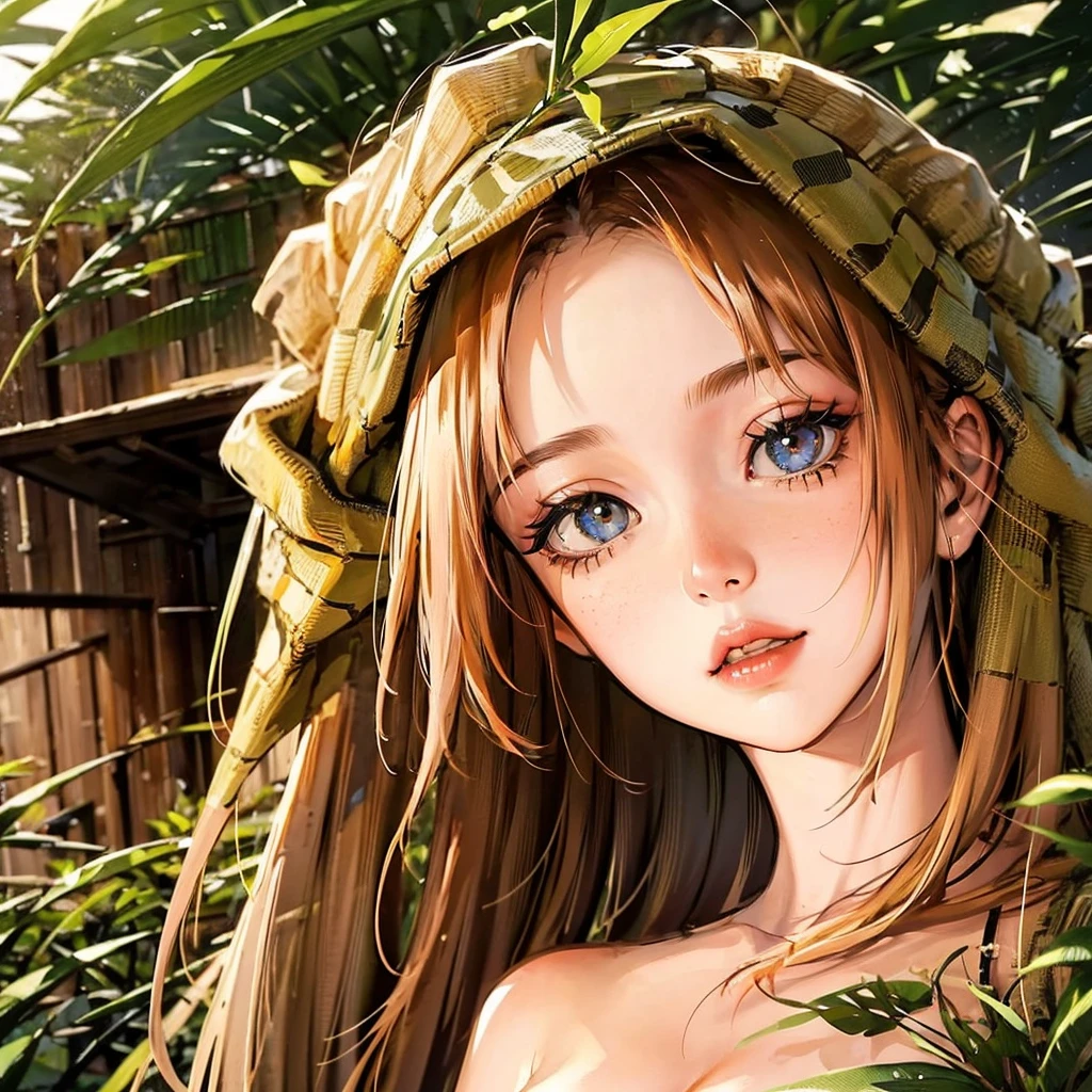 a beautiful young woman with large breasts, detailed eyes, luscious lips, long eyelashes, elegant pose, detailed skin, intricate hairstyle, outdoor garden setting, warm lighting, vibrant colors, detailed foliage, photorealistic, cinematic, highly detailed, masterpiece