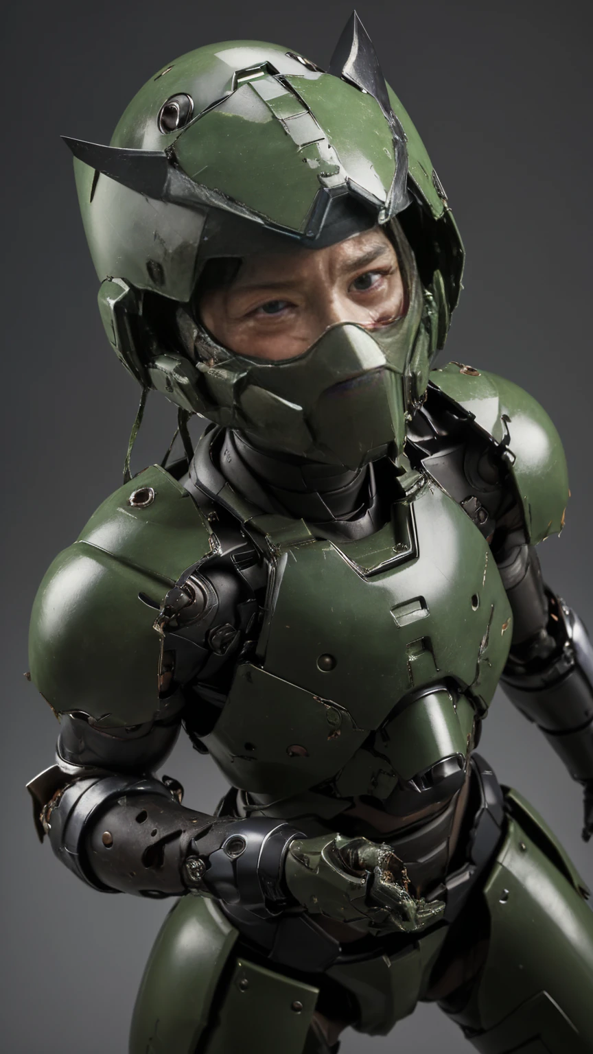 Rough skin, Very detailed, Advanced Details, high quality, 最high quality, High resolution, 1080P 、Bleeding from the wound、Sexy Eyes、Wearing green and black、cute((The whole body is sweating))(Equipped with a damaged battle suit....)(Dark green armor)(Broken Armor)Black Hair、Chiquita、short hair、Open your mouth、Painful expression、It hurts again、Healthy Skin、20-year-old female　defeat　(Steam coming out of the face) ((Steam from the body)) 　Unable to fight　Severe attacks　((、Headgear is broken.　)) Flying debris　bare hands　Armor Stripping　Headgear damage