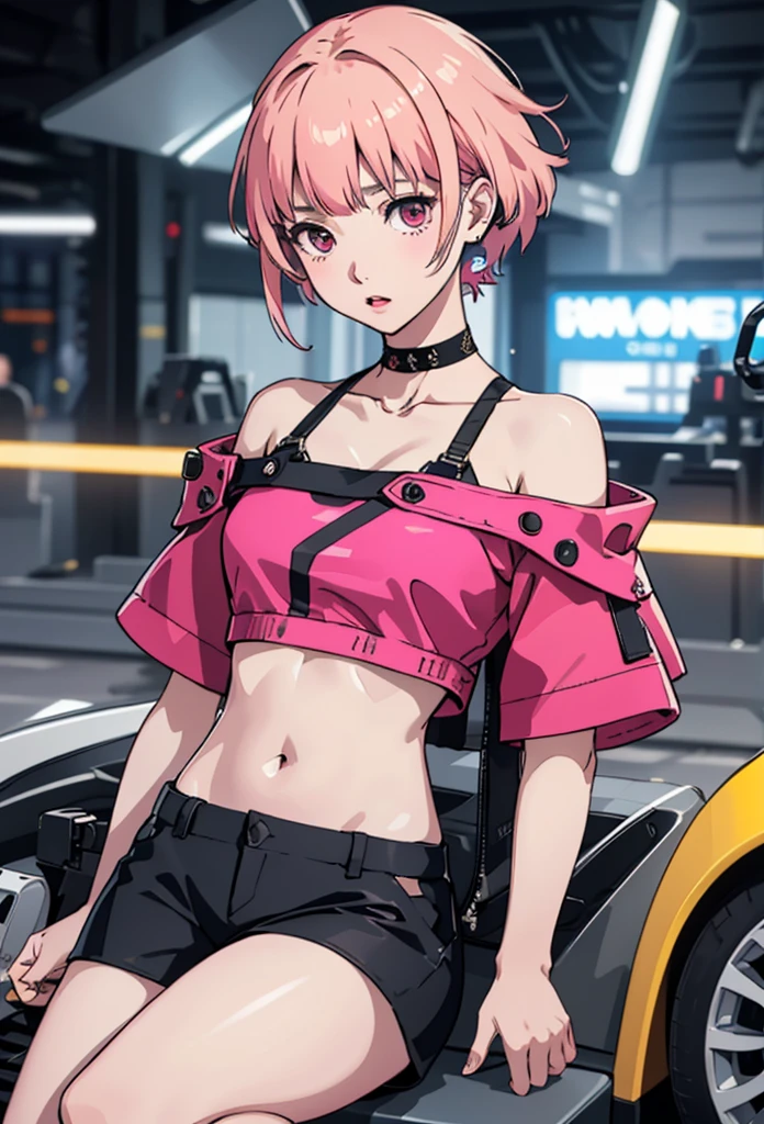 ((Extremely detailed)),(Very detailed), Very detailed CG ユニティ 8k 壁紙,Highest quality, masterpiece, Emily_t8, Off the shoulder,  Pink Crop Top,