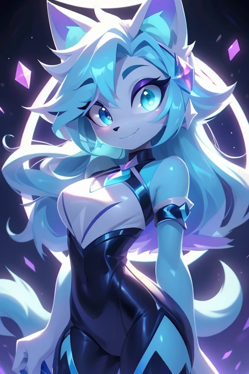 (whole body),((best qualityer)), ((Masterpiece artwork)), (detailded), complete body, facing at viewer, face perfect, cabelo roxo, Star Guardian, short cyan hair, heterochromia, eyeballs roxos e cianos, eyeballs roxos brilhantes, long eyelashes, cyan blue fur, cyan blue cat ears, ssmile doce,  magic. purple and cyan hair, long eyelashes, solid circle eyeballs, fake cat ears, light ssmile, ear flush, Gradient hair, heterochromia, Gradient_eyeballs, eyeballs arregalados, students shining, purple eyeballs, cyan eyeballs, ssmile, looking straight ahead, wide plan, 8k, super detaill, precise, best qualityer, work of art, anatomically correcte, High details, high resolution
