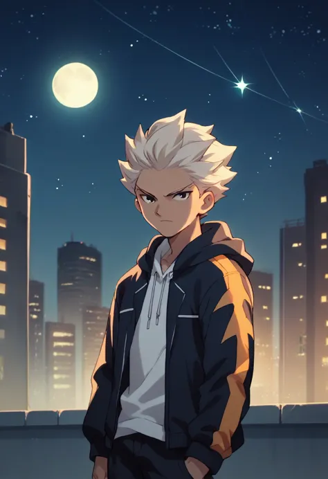 score_9, score_8_up, score_7_up, anime source, highly detailed, axel 2, 1boy, male focus, alone, hoodie,  jacket, city, night, s...