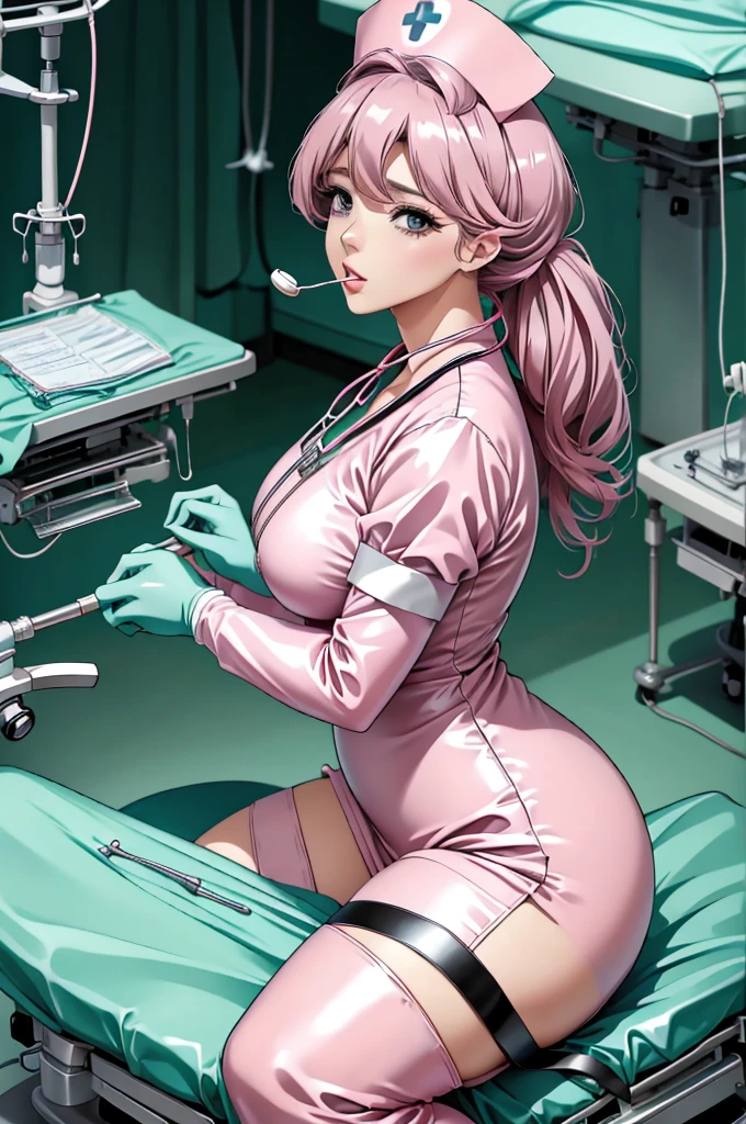 nurse uniform,hospital, latex nurse suit,nurses,busty,elbow gloves,labcoat,black hair woman,pink eyes , gigantic ,medical instruments,asian nurse,two nurses,speculum,examination room,oversize ,big ass ,strap on, lay on table ,legs spreaded,giving birth,gyno chair , dentist,Milf,latex,pink uniform,oversize breasts