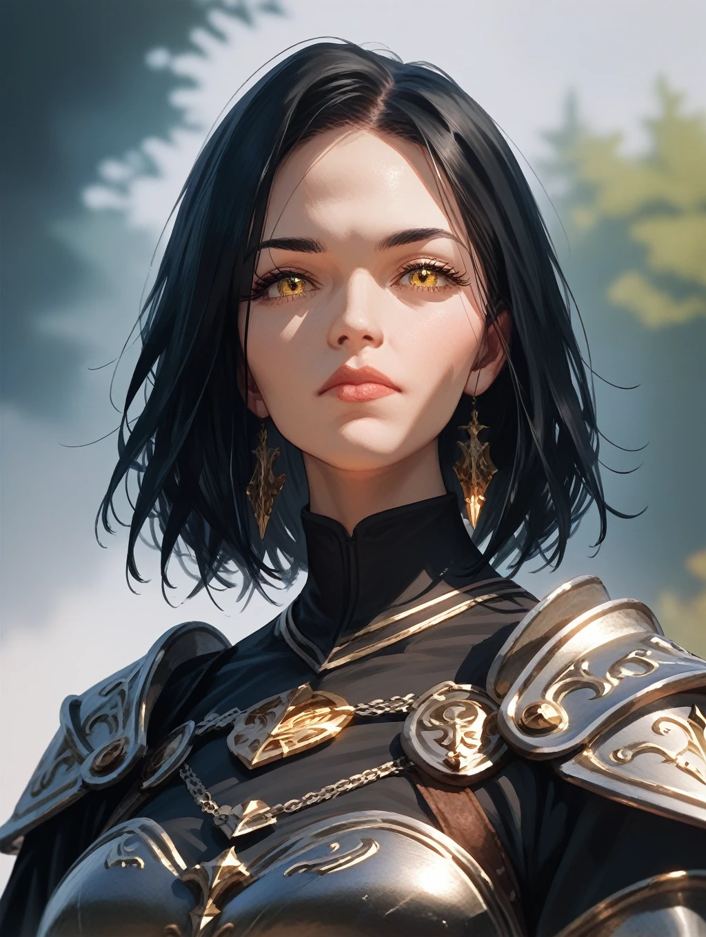  (score_9,score_8_up,score_7_up,score_6_up,score_5_up,score_4_up),detailed,((mature woman)),detailed face,long black hair,fantasy,black dress,armor,golden eyes