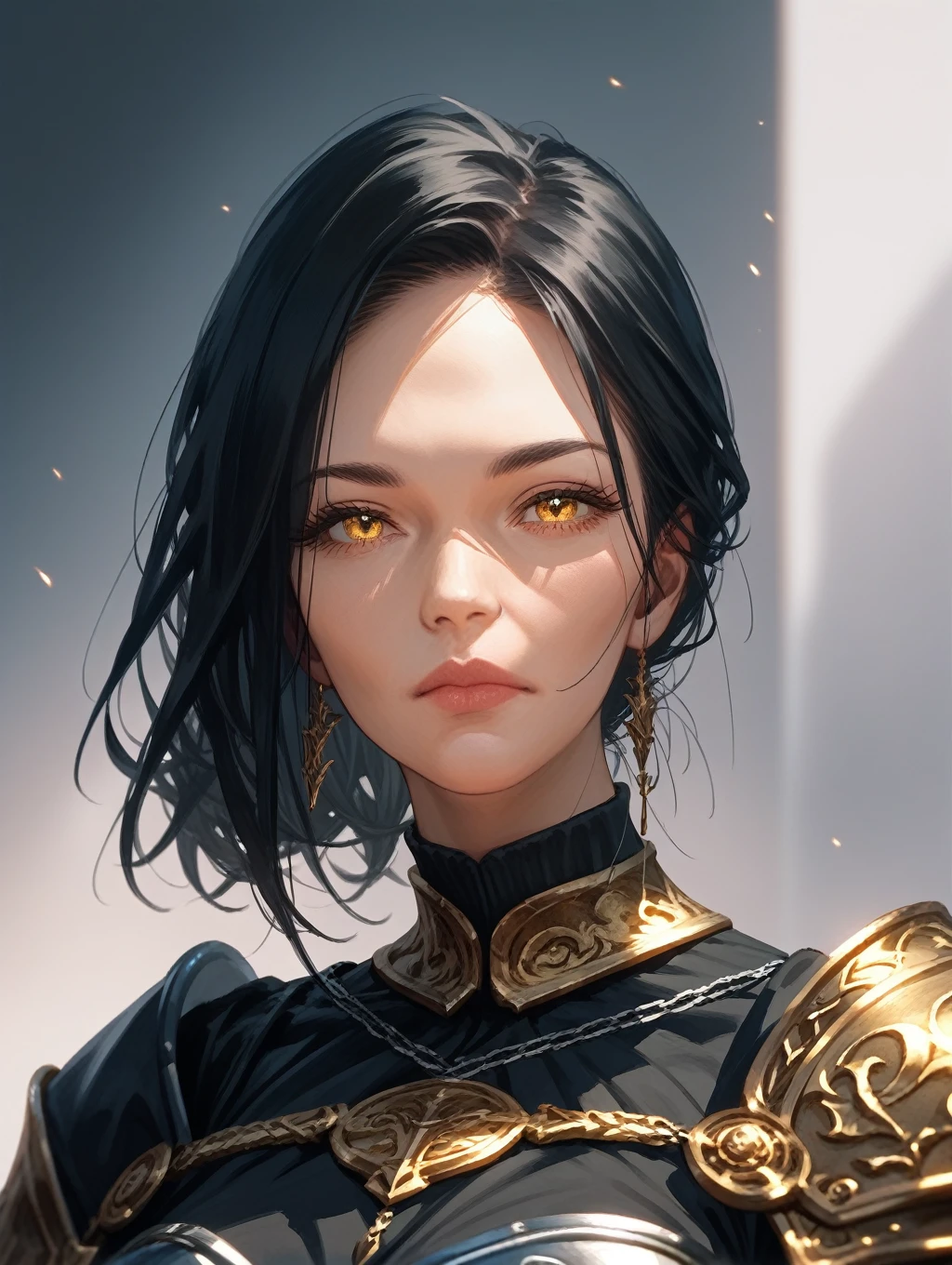  (score_9,score_8_up,score_7_up,score_6_up,score_5_up,score_4_up),detailed,((mature woman)),detailed face,long black hair,fantasy,black dress,armor,golden eyes