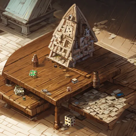 board game, dice, wooden table