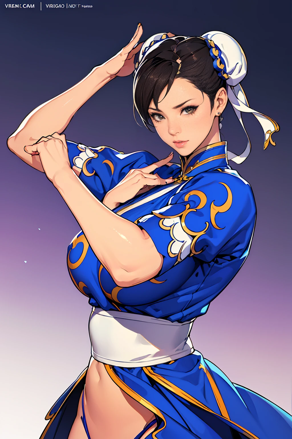 ((A woman modeled after the character Chun-Li)), , Medium Hips, Bright Eyes, Very flashy,Huge breasts, Puffy nipples, tight, ((ultra Realist)), TM Ninja White, icon, cores Vibrants, Vector Style, Digital Art, 4K, Intricate details, charm, Professionally done, Beautiful vector illustration, 12k resolution, ..3d, Detailed description of all characters, ((Very detailed)), ((Vibrant)),((super high quality)), ((Hyperrealism)), ((Photorealism)), [Octane Rendering] , In the city, Lots of cars (Realist), Very detailed, SF2CL,Oda Nonstyle,