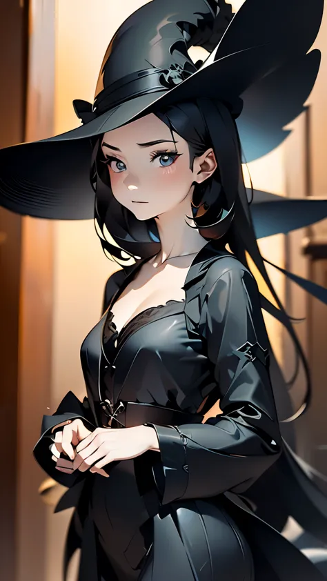 there is a woman in a black hat and a black dress, gweiz-style artwork, :: lost draw, amazing digital illustrations, beautiful d...