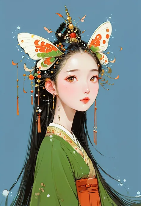 vector illustration，flat illustration，a young and beautiful japanese anime girl，looks like liu yifei，watery eyes，exquisite facia...