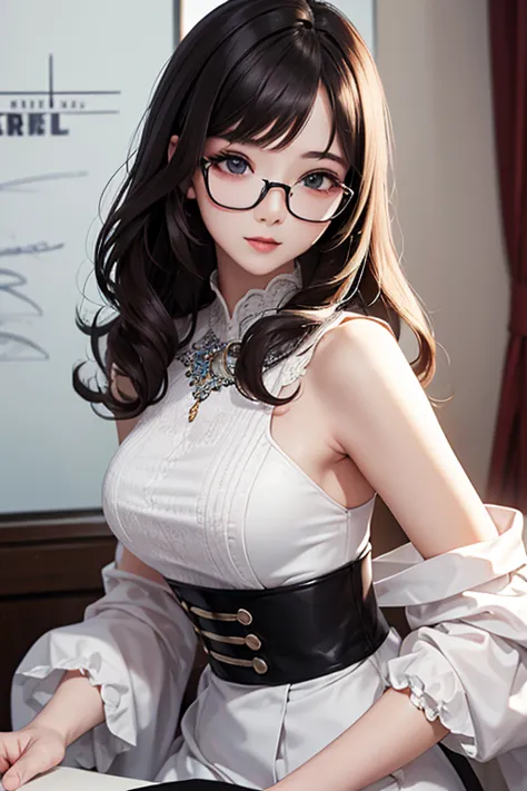 highest quality、masterpiece、high sensitivity、high resolution、detailed description、slender women、glasses、beautician、cut and perm、