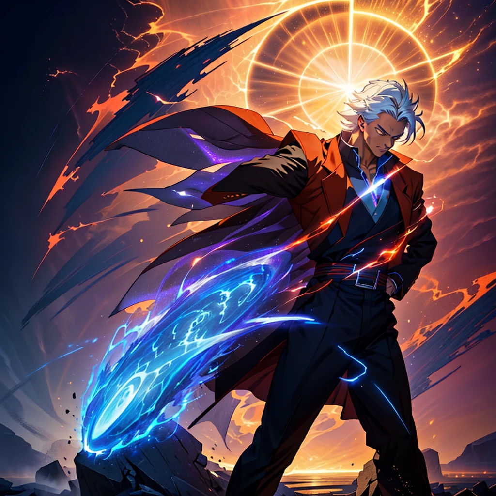 profile picture of an intellectual man with an energetic aura in pursuit of knowledge, dynamic pose, blood aura, cinematic lighting, god rays, anime style, UHD, masterpiece, accurate, high quality, highres