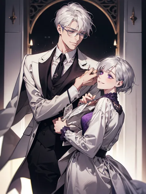 short_silver_hair, hair_back_~ side, small_bangs_on the ~ sides, 1adult_man, really_purple_eye, beautiful_and_detailed_eye, nice...