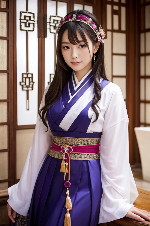 (Highest quality), Oriental nobility,girl&#39;Hot, thick red lips,Highly detailed 4K eyes and faces,Beautiful beautiful blue eyes ,Big Breasts、Alluring thighs、Full Body Warrior,martial arts,Zhao Yunzilong&#39;Feminization, With the Blue Dragon Circular Blade,Gorgeous purple outfit,stockings,Woman with a gun,Decoration Costume,Background of the Three Kingdoms Period