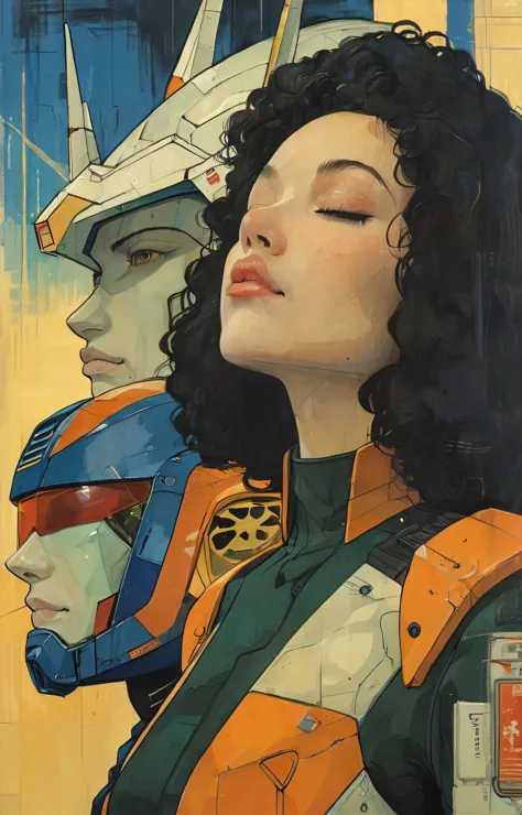 masterpiece,最high quality,gundam portrait,figure,diane dillon style,the highest masterpiece、high quality、golden ratio compositio...