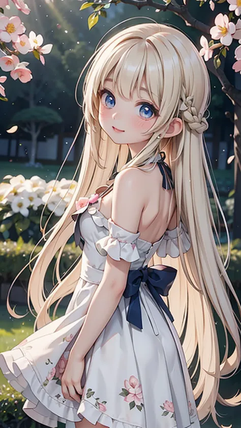 a beautiful and cute anime-style girl with long hair styled in a half-up half-down hairstyle. the upper part of her hair is gent...