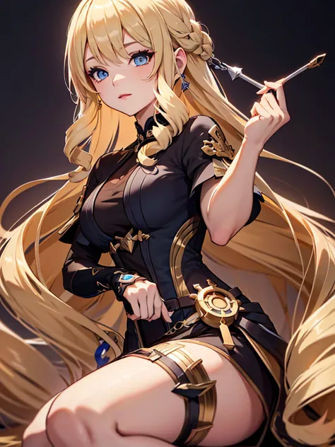 navia from genshin impact, 1woman, blonde colour hair style, 8k, high detailed, high quality